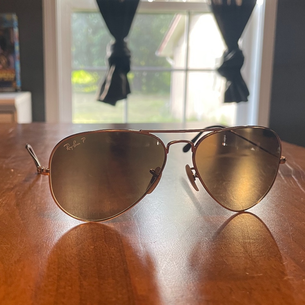 Gold/Brown Ray Ban Polaroid Aviators